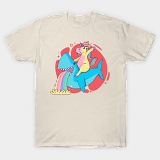 Unicorn Riding Shark T-Shirt